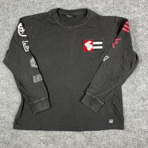 Southpole Long Sleeve Shirt Mens Size L Black Graphic Patch Streetwear Tee